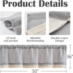jinchan Linen Valance for Farmhouse Living Room Windows 16 Inch Gray Slubbed - Image 6