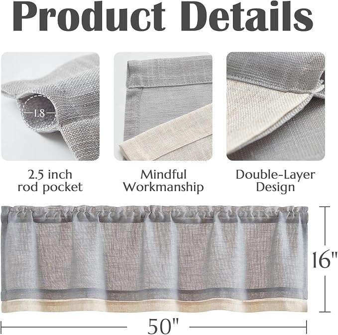 jinchan Linen Farmhouse Valances - Image 6