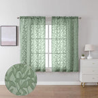 Lecloud Leia 2 Panels Semi Sage Green Sheer Curtains 45 Inch Length, Light by Lecloud
