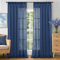 BGment Linen Navy Blue Curtains 96 Inches Long by BGment