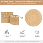 Hausattire Hand Woven Jute Braided Rug, 4’ Round – Natural, Reversible Boho - Image 9