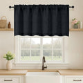 OVZME Black Valance for Windows, Light Filtering Faux Linen Textured Small Cafe by OVZME