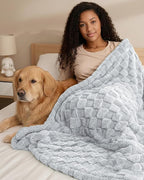 Utopia Bedding Cool Grey Checkered Fleece Twin Blanket - Image 3