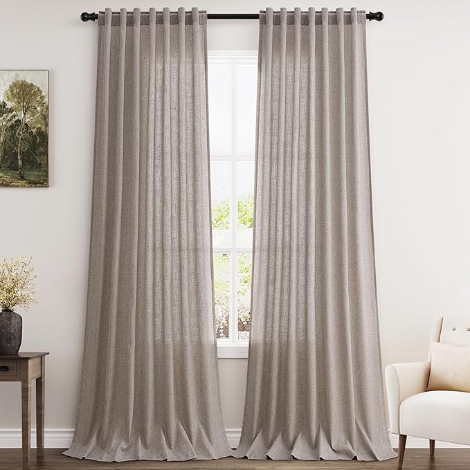 Extra Long Brownish Grey Curtains 2 Panels 102 Inches Long by Nanspring