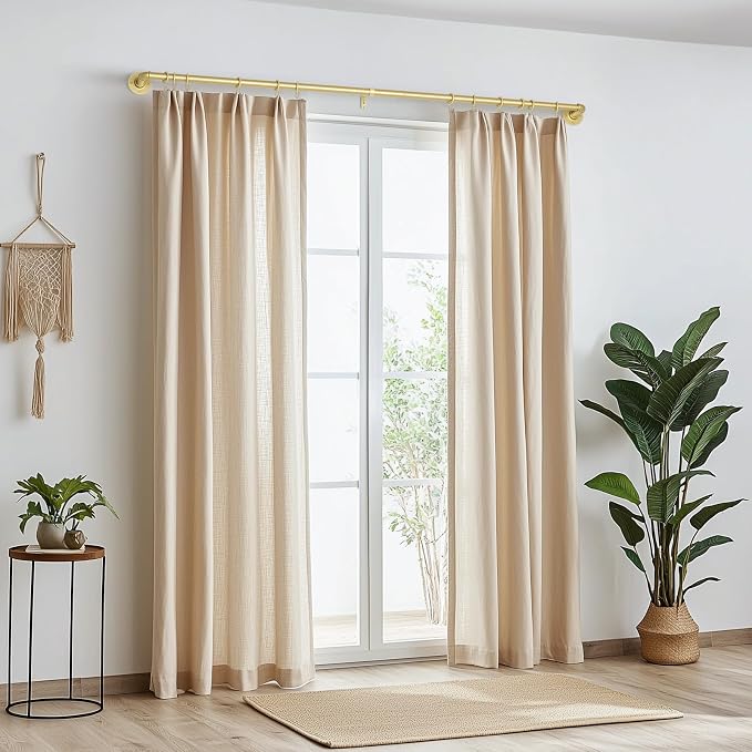 Zeerobee Curtain Rods for Windows 32 to 72, 1 Inch Industrial Wrap Around Gold - Image 2