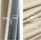 MIULEE 90 Inches Velvet Curtains Beige Elegant Grommet Curtains Thermal - Image 3