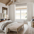 Beige White 100% Blackout Linen Curtains 100 Inch Length 2 Panels Set - Image 8