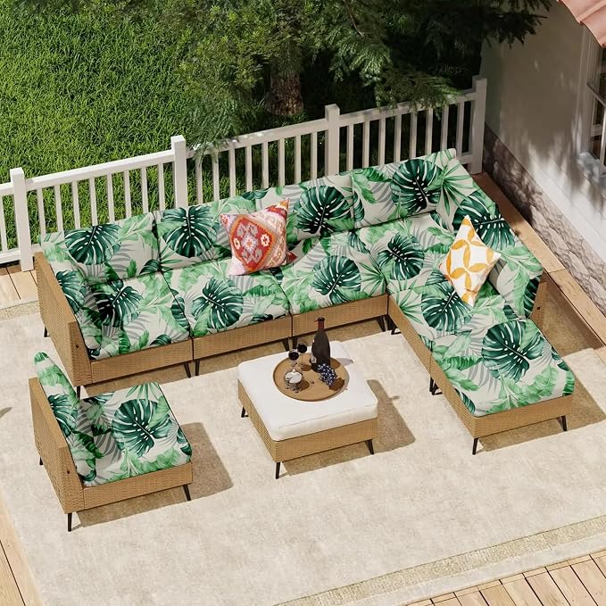 14Pcs Outdoor Cushion Covers, Patio Cushion Covers, Stretch Elastic Slipcovers - Image 6