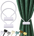 Hion Magnetic Curtain Tiebacks White 2pcs, Curtain Tiebacks Buckles Holdbacks by Hion
