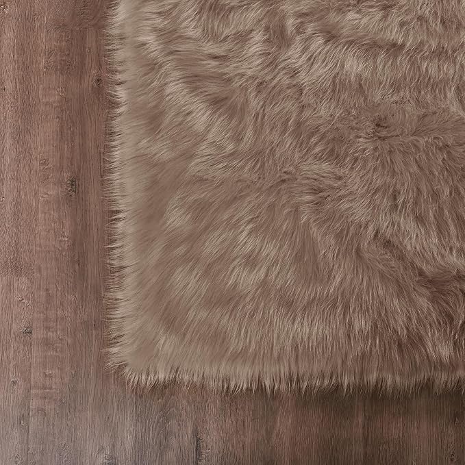 Goolela Fluffy Faux Fur Rug for Bedroom 4x6 Light Brown Beige Sheepskin Fuzzy - Image 7