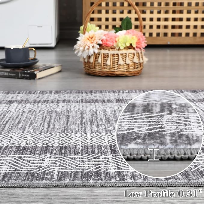GarveeHome Modern 3x5 Neutral Area Rug Washable Non-Slip Low-Pile Indoor Rugs - Image 5