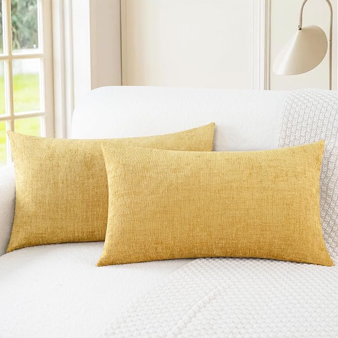 CaliTime Throw Pillow Covers Decorative 16 X 26 Inches Pack of 2 Cozy Chenille by CaliTime