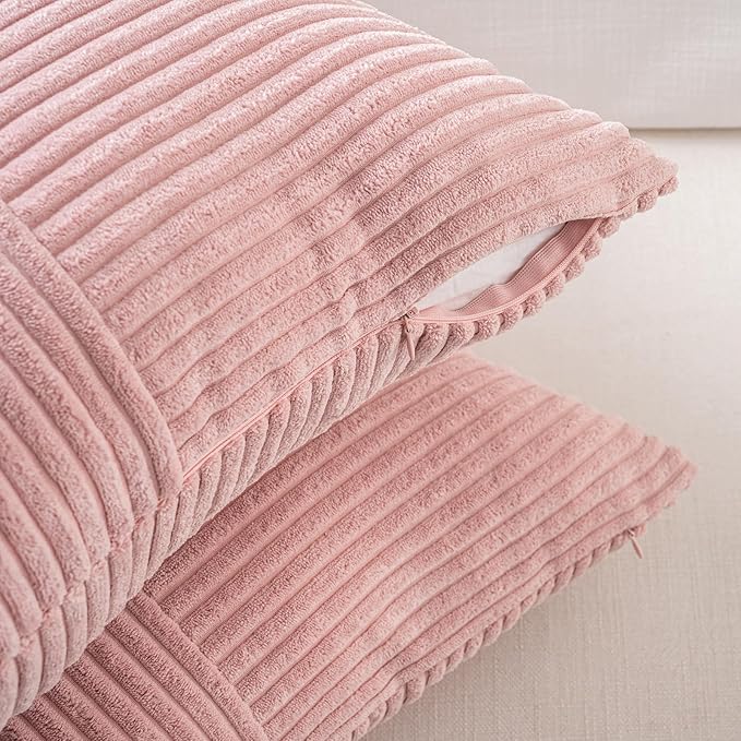 Fancy Homi 2 Packs Blush Pink Long Lumbar Decorative Throw Pillow Covers 12x24 - Image 3