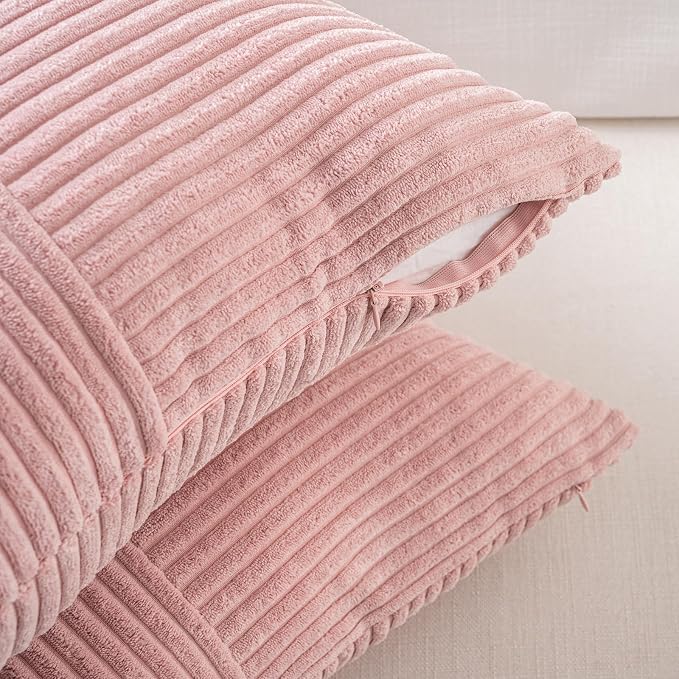 Fancy Homi 2 Packs Blush Pink Samll Decorative Throw Pillow Covers 14x14 Inch - Image 4