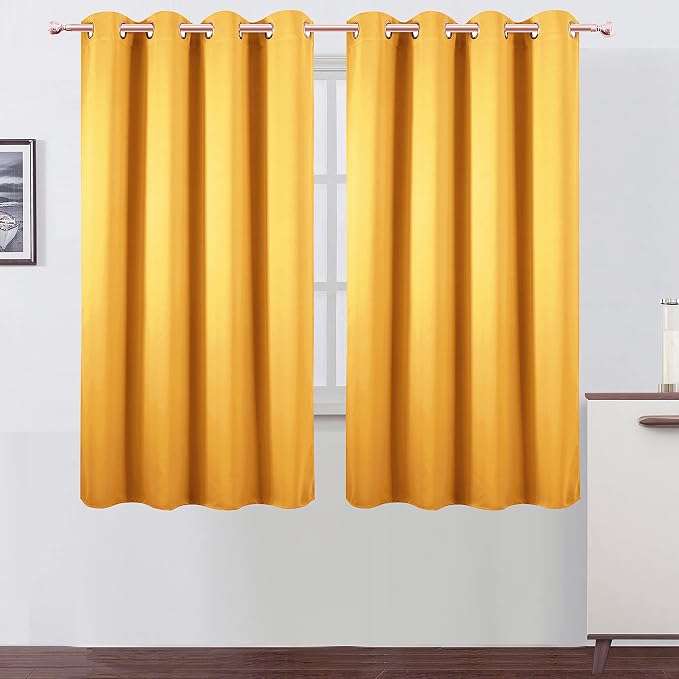 LEMOMO Yellow Thermal Blackout Curtains/52 x 63 Inch/Set of 2 Panels Room by Lemomo