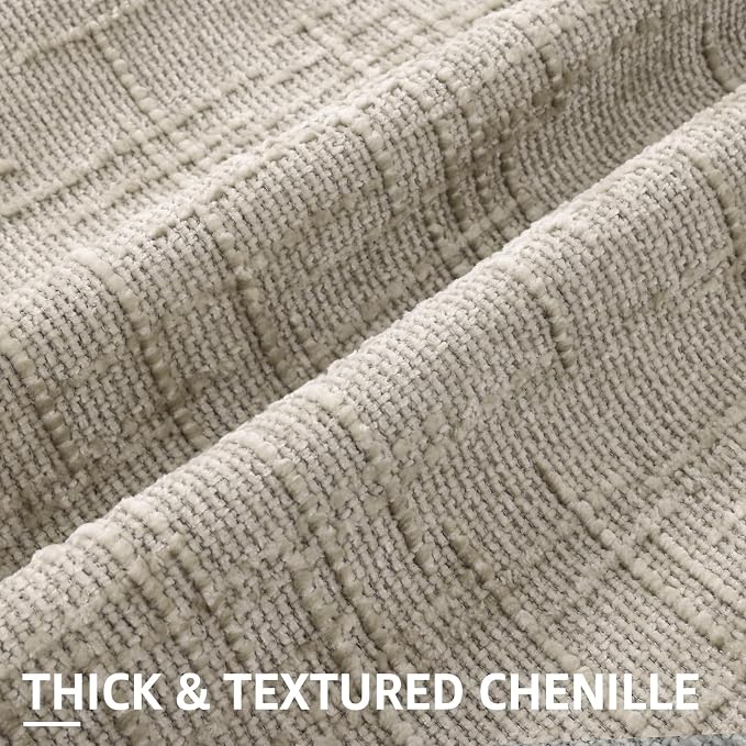 decorUhome Light Brown Chenille Throw Pillow Covers 16x16 Set of 2 Textured - Image 2