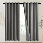 NICETOWN Grizzle Gray Vintage Linen 100% Blackout Curtains - Image 2