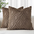 decorUhome Throw Pillow Covers 22x22 Inch Set of 2, Soft Plush Faux Wool Brown by decorUhome