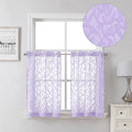 Lecloud Leia 2 PCS Light Purple Sheer Kitchen Curtains 36 Inch Length, by Lecloud