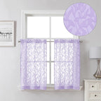 Lecloud Leia 2 PCS Light Purple Sheer Kitchen Curtains 36 Inch Length, by Lecloud