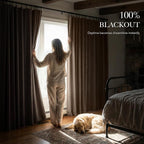 RYB HOME 100% Blackout Linen Textured Curtains 96 inches Long, Thermal - Image 3