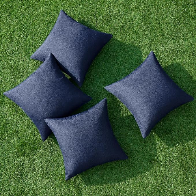 MIULEE Pack of 4 Decorative Outdoor Throw Pillow Covers Linen Waterproof Pillow - Image 4