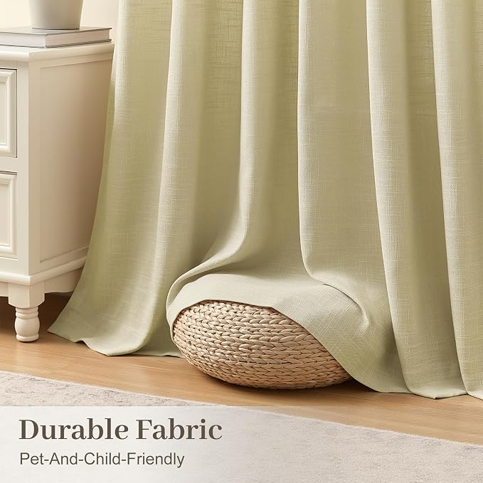 Pinch Pleated Linen Curtains 90 Inches Long 2 Panels - Image 4