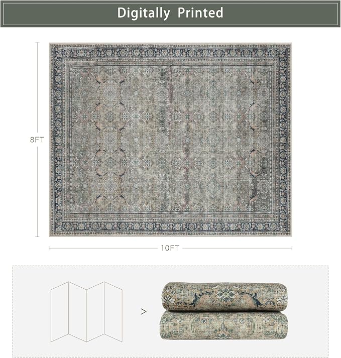 Washable Rugs 8x10 Area Rugs for Living Room, Rugs for Bedroom, Large Carpets - Image 2