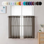 Chyhomenyc Sheer Chocolate Brown Tier Curtains 24 Inch Length, Small Window by Chyhomenyc