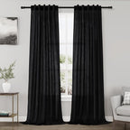 Nanspring Black Semi Sheer Linen Curtains 84 inch Length by Nanspring