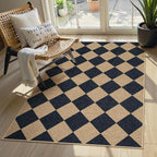 Lahome Colette Checkered Easy Jute 3x5 Outdoor Patio Rug, Washable Rugs by Lahome