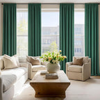 HOMEIDEAS Christmas Non-See-Through Hunter Green Privacy Sheer Curtains - Image 2