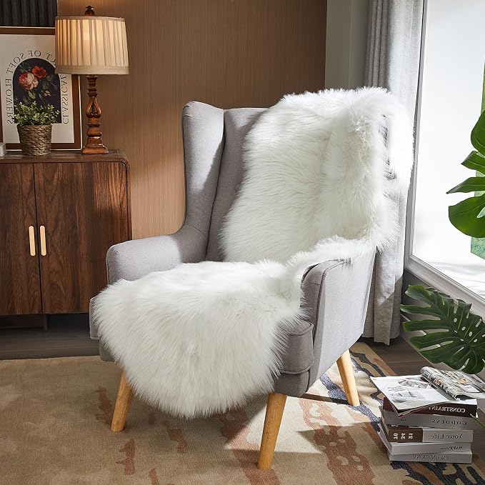AMTOVO Faux Sheepskin Rug, 2 x 6 ft Faux Fur Rug - Image 5