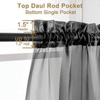 Chyhomenyc Black Sheer Curtains 30 inch Length 2 Panels, Light Filtering Voile - Image 3