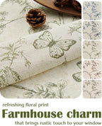 jinchan Floral Linen Curtains for Living Room 84 Inch Length Butterfly Curtain - Image 8