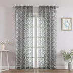 Chyhomenyc Charcoal Grey Sheer Curtains 84 Inch Length 2 Panels Set, Light by Chyhomenyc