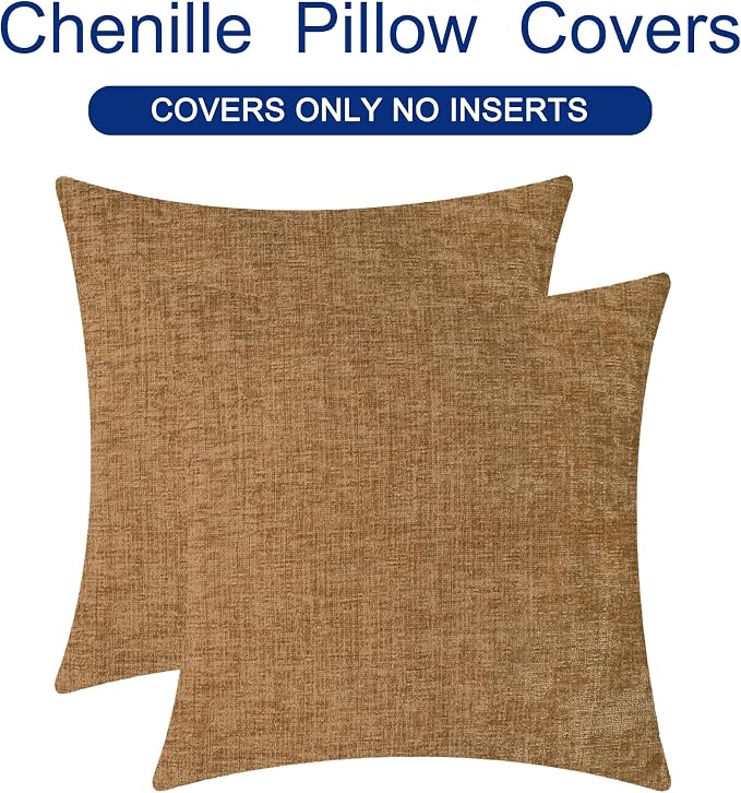 CaliTime Throw Pillow Covers Decorative 16 X 16 Inches Pack of 2 Cozy Chenille - Image 6