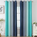 Estelar Textiler Navy Blue and Teal Gradient Blackout Curtains 102 Inches Long - Image 2