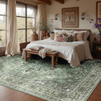 Area Rugs 8'x10' Washable Non-Slip, Floral Vintage Distress Print Pattern - Image 3