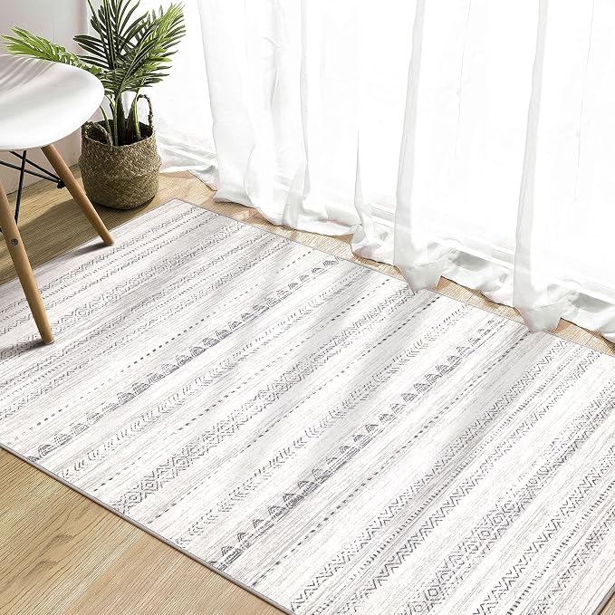 Nakagishi Area Rug Living Room Rugs: 3x5 Soft Machine Washable Boho Neutral - Image 6