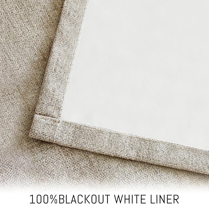 Yakamok Natural Linen Curtains 100% Blackout 72 Inches Long, Room Darkening - Image 3