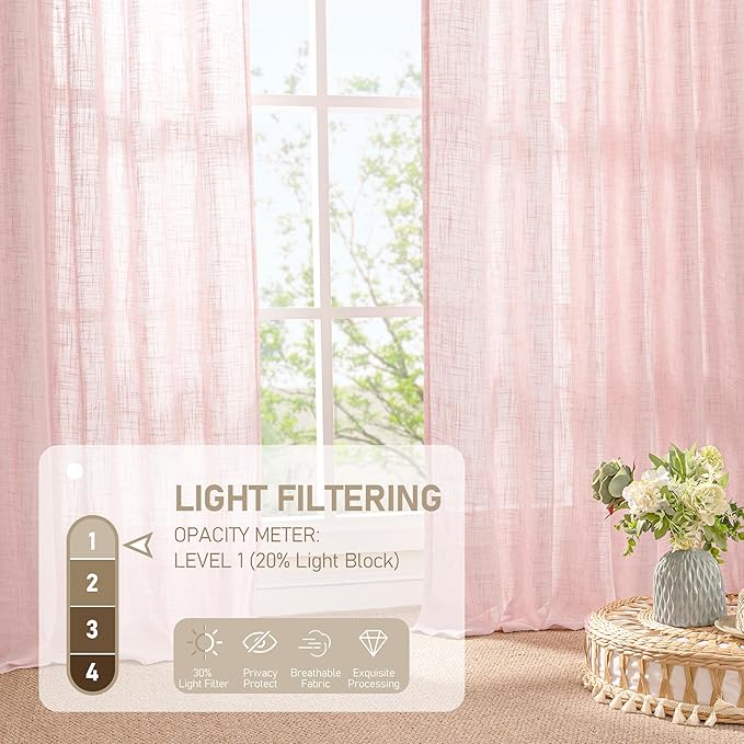 LAMIT Short Linen Curtains 30 Inch Length - Image 4