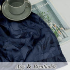 Lecloud Leia Navy Blue Sheer Kitchen Curtains 30 Inch Length 2 Pcs, Leaf - Image 2