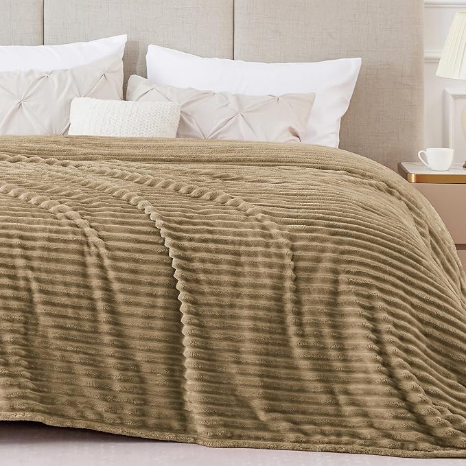 BEDELITE Fleece Blanket King Size – 3D Ribbed Jacquard Soft and Warm Decorative by BEDELITE