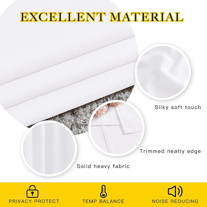 NICETOWN 50% Blackout White Curtain Set, Modern Design Solid Grommet - Image 4