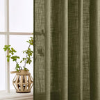 MIULEE Light Olive Green Linen Curtains 90 Inch Long 2 Panels - Image 5