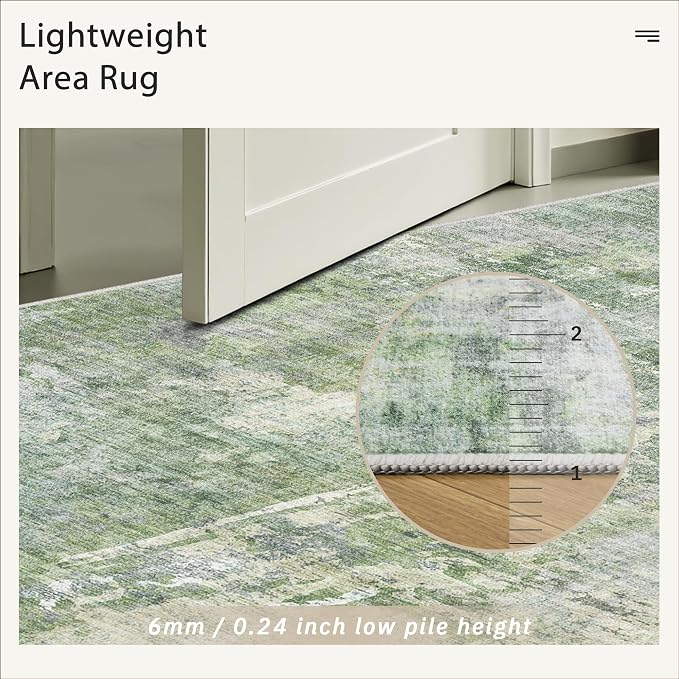 8x8 Green/Ivory Round Rug 8ft Living Room Circle Rug Vintage Round Area Rug Non - Image 7