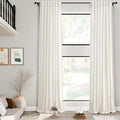 Extra Long Cream Linen Curtains 240 Inch Length 2 Panels by Nanspring