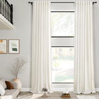 Extra Long Cream Linen Curtains 240 Inch Length 2 Panels by Nanspring