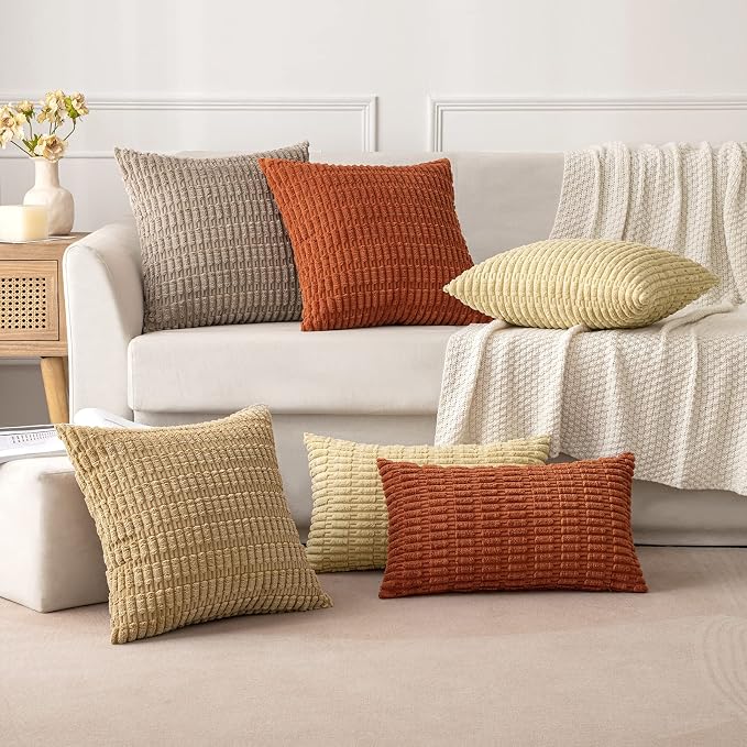 MIULEE Pack of 2 Corduroy Decorative Throw Pillow Covers 24x24 Inch Soft Boho - Image 5